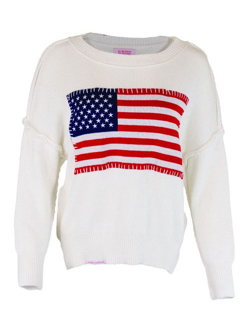 Knit Flag Patch Sweater
