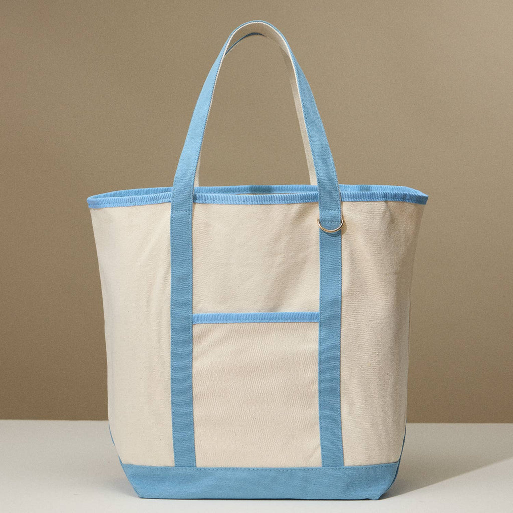 Ecofriendly Cotton Canvas Carry Tote with Charm Holder: Light Blue / One size / 5DG78048