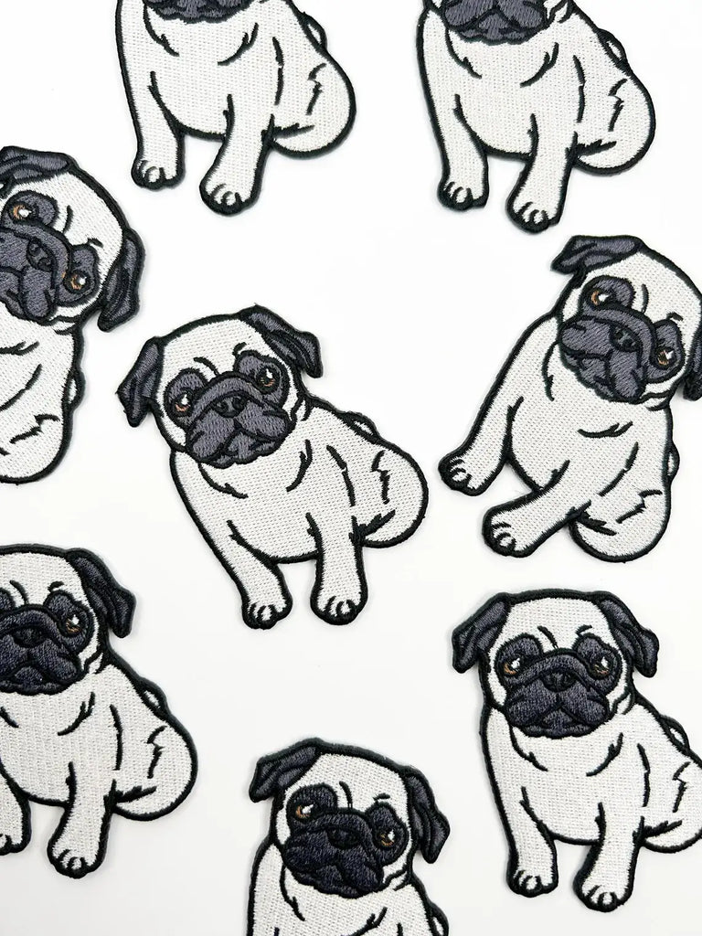 Pug Embroidered Iron-On Patch Cute Dog, Pet Lover, Puppy