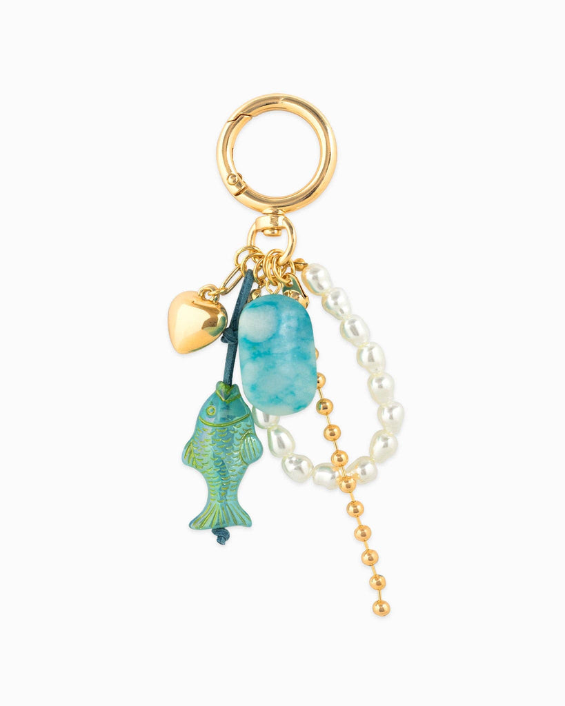 Iridescent Fish Pearl Loop Coastal Bag Charm: Ivory