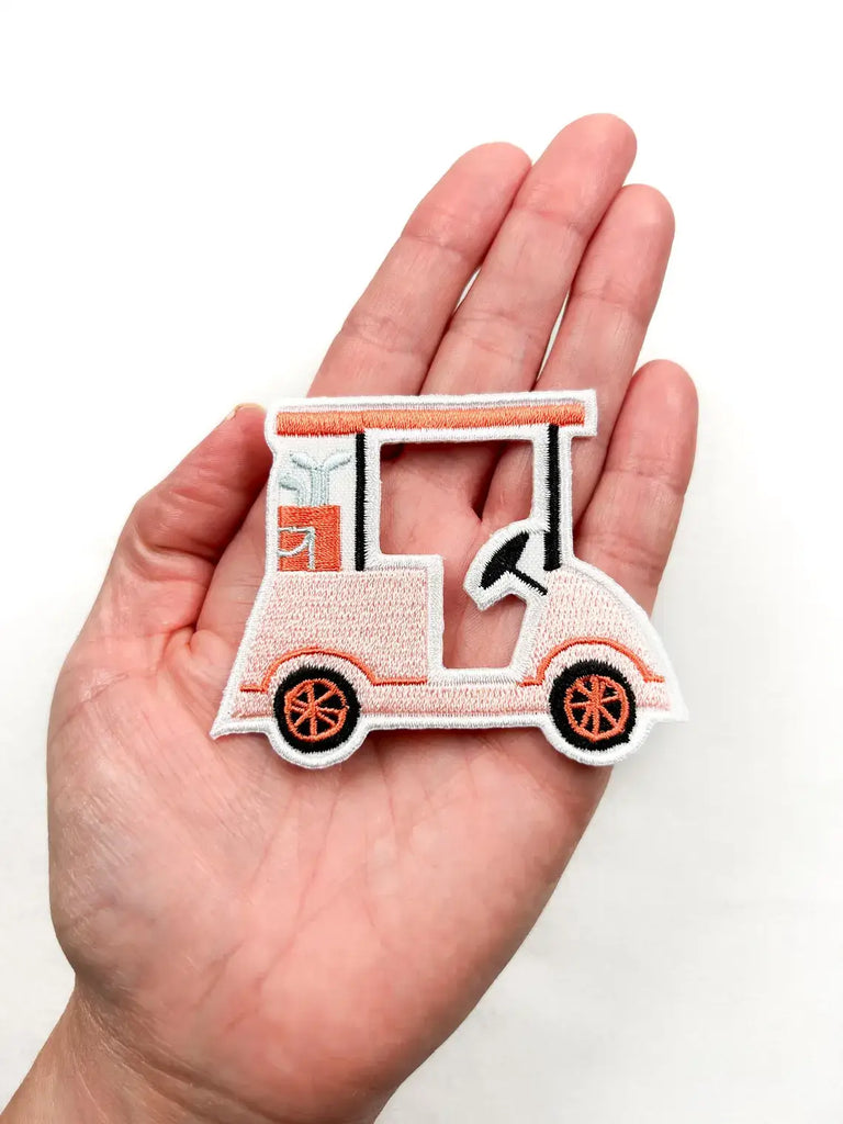 Pink Golf Cart Iron-On Patch Embroidered Patch Sports Fan