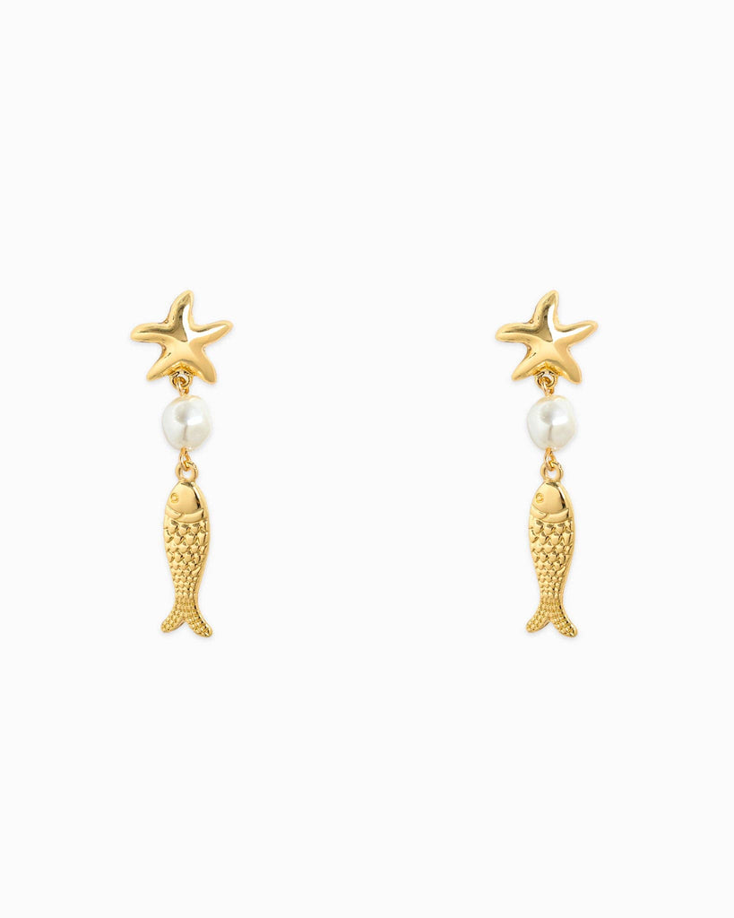 Sealife Catfish Shell Drop Earrings