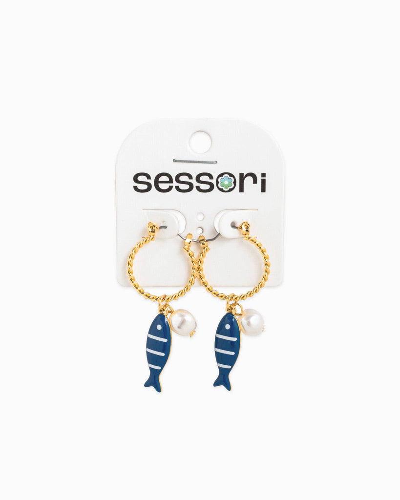 Sea Life Blue Fish Earrings