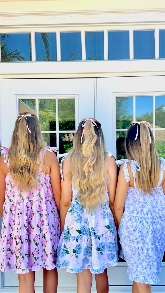 Hydrangea Ribbons Tie Top Ruffle Dress