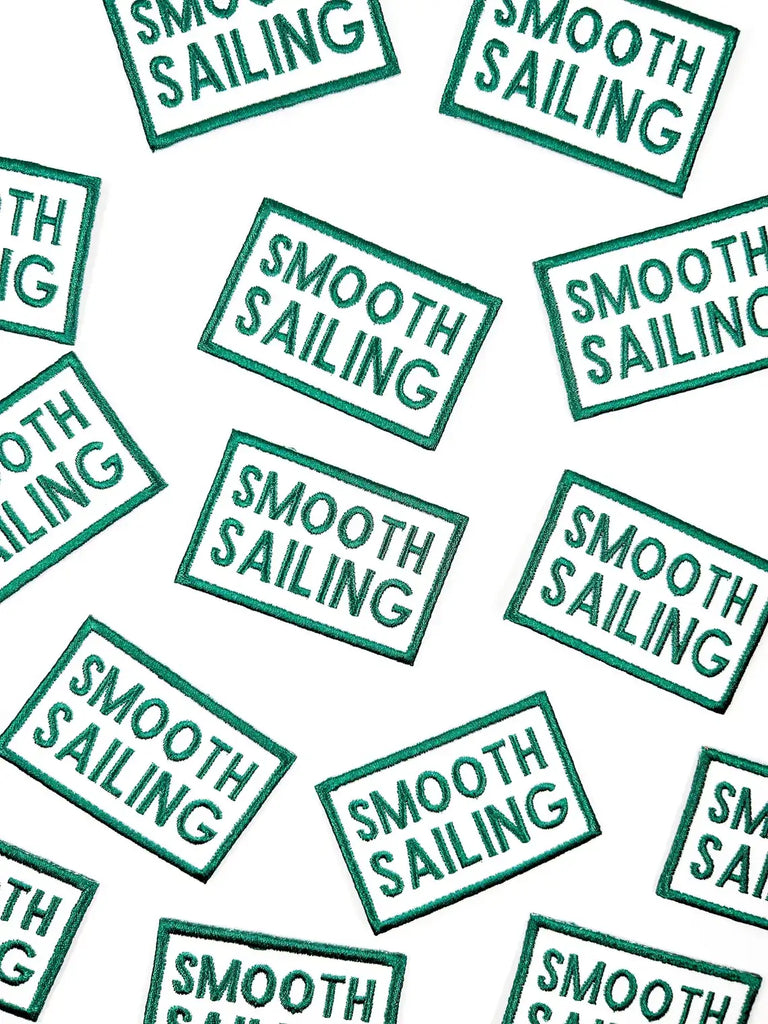 Green Smooth Sailing Embroidered Iron-On Patch Nautical