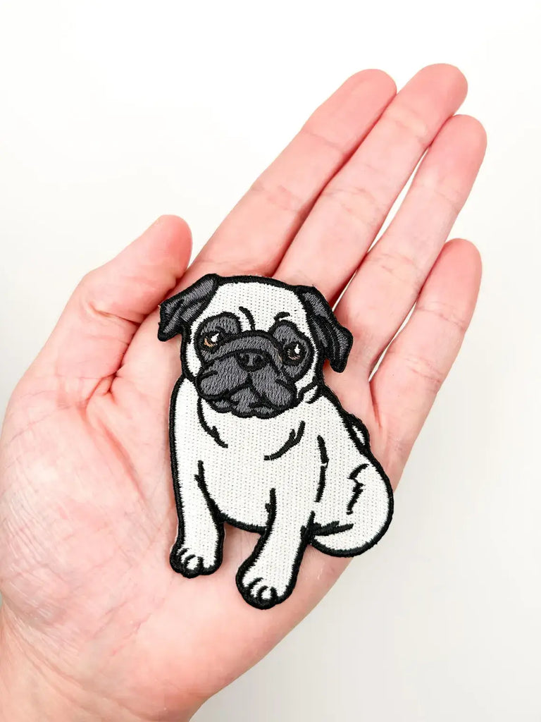 Pug Embroidered Iron-On Patch Cute Dog, Pet Lover, Puppy