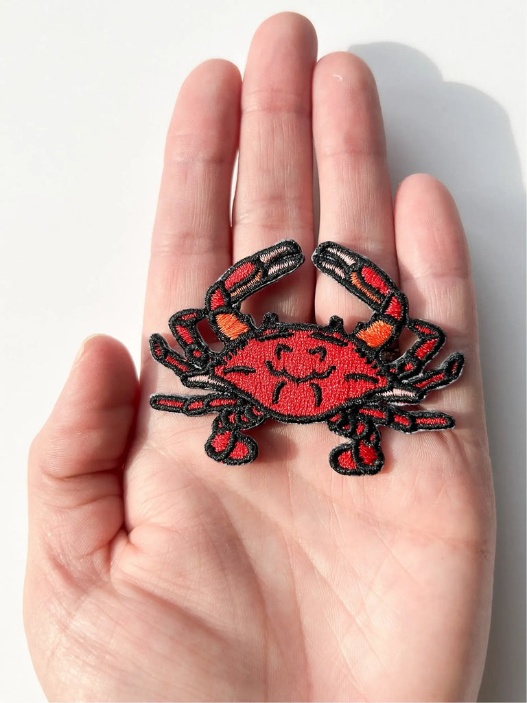 Red Crab Embroidered Iron on Patch Beach Nature Surf Patch
