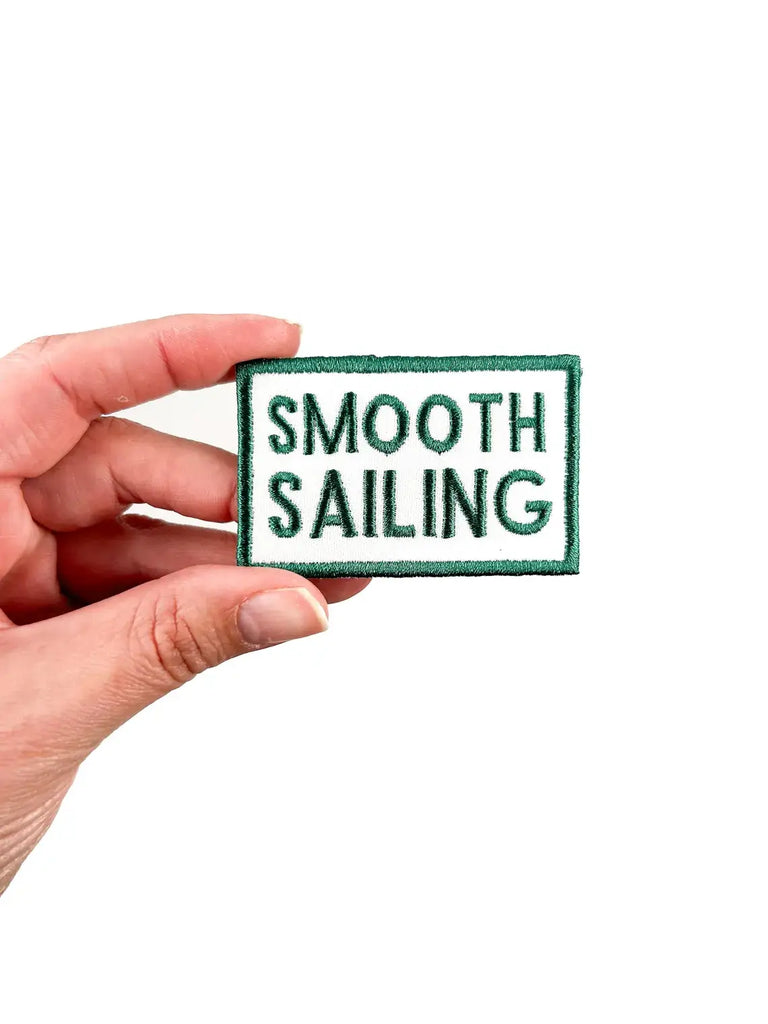 Green Smooth Sailing Embroidered Iron-On Patch Nautical