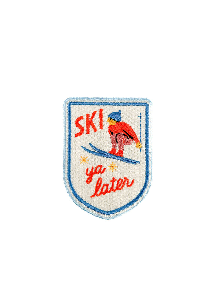 Ski Ya Later Patch | Retro Skiing Embroidered Iron On Patch 