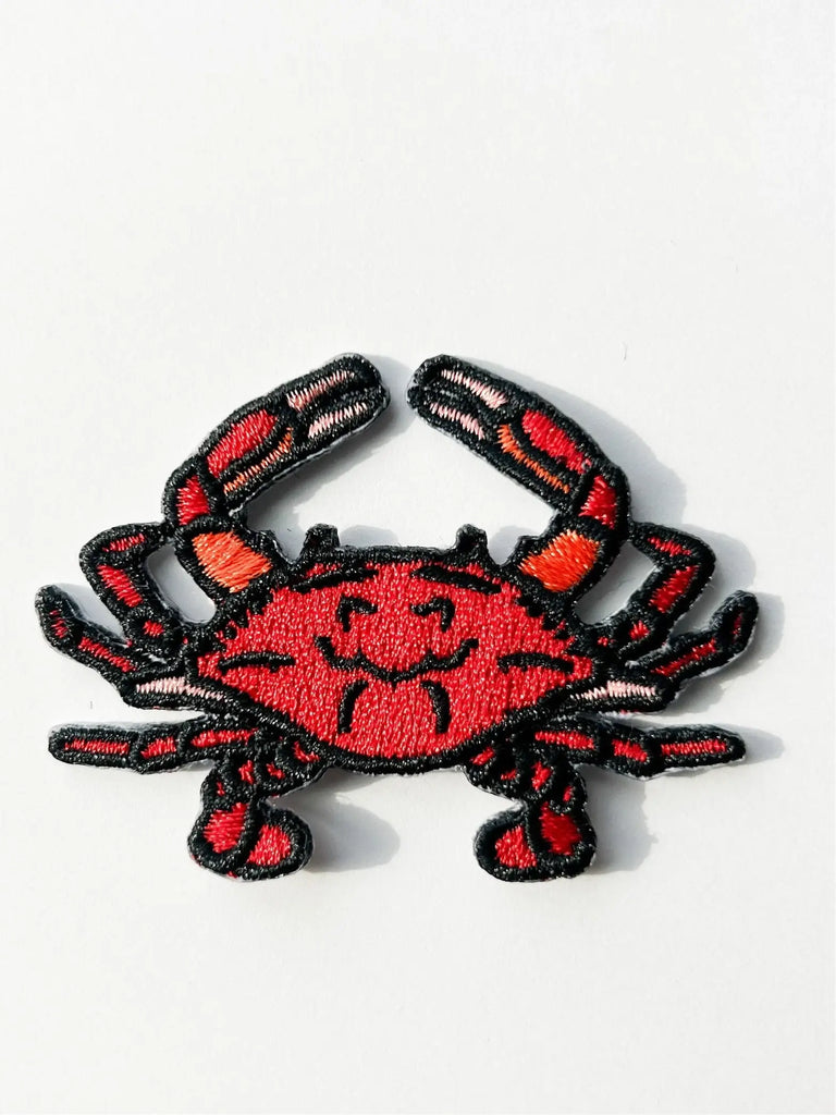 Red Crab Embroidered Iron on Patch Beach Nature Surf Patch
