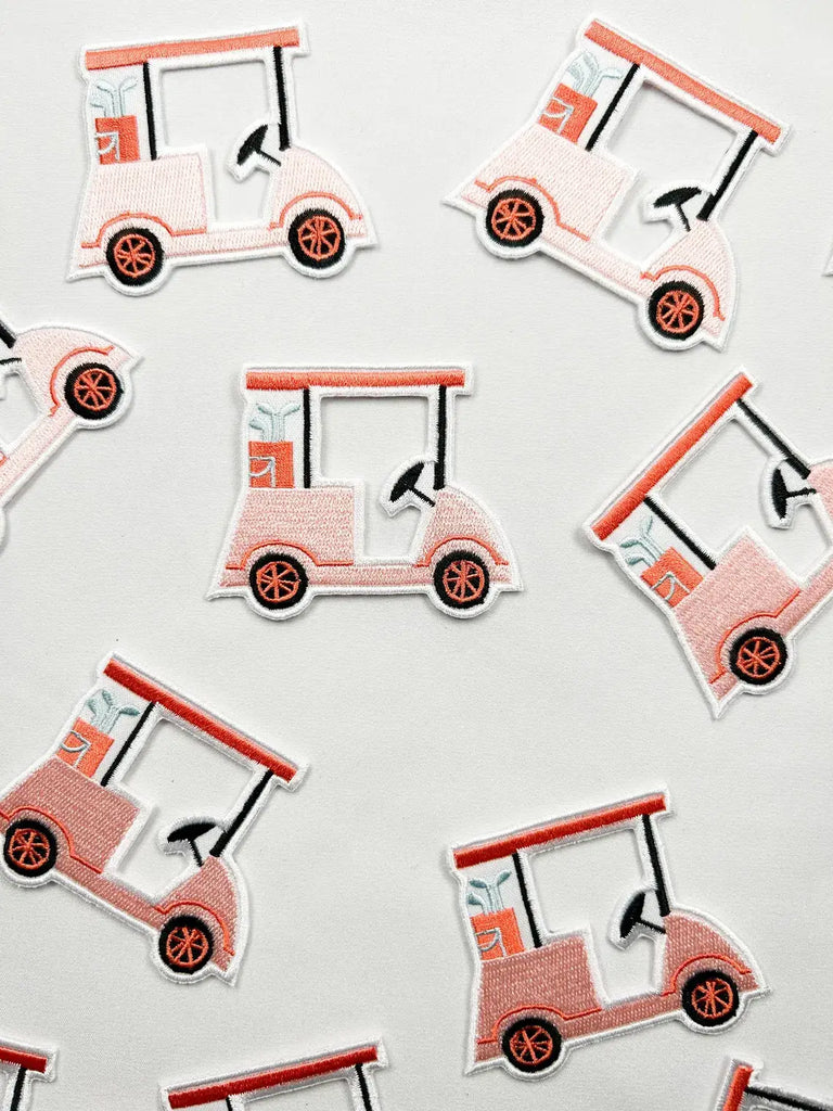 Pink Golf Cart Iron-On Patch Embroidered Patch Sports Fan
