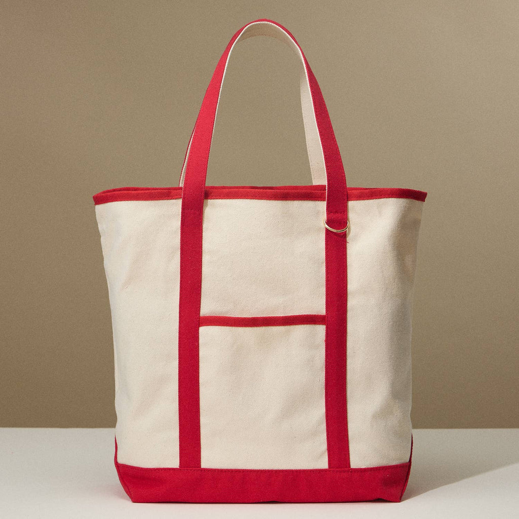 Ecofriendly Cotton Canvas Carry Tote with Charm Holder: Red / One size / 5DG78048