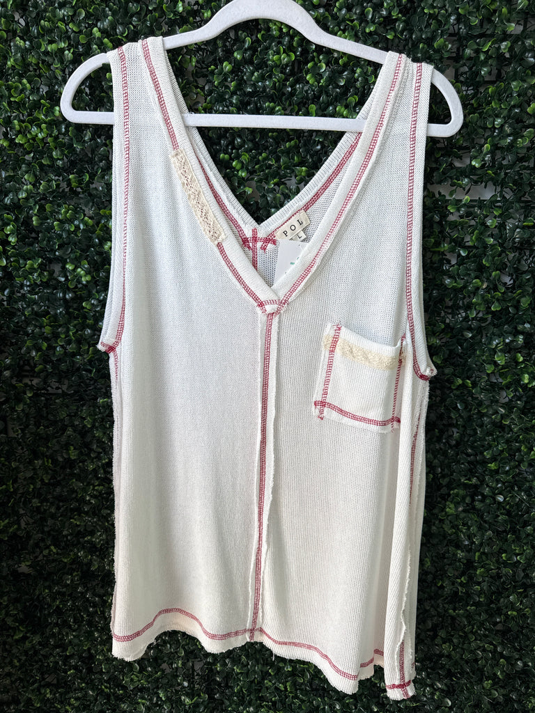 Red Stitch Tank Top