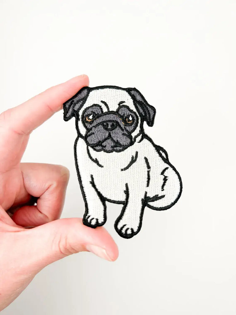Pug Embroidered Iron-On Patch Cute Dog, Pet Lover, Puppy