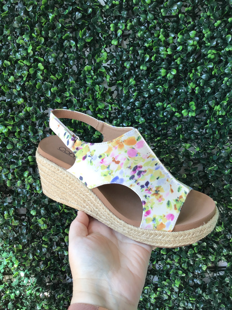 Corky’s small floral open toe shoe
