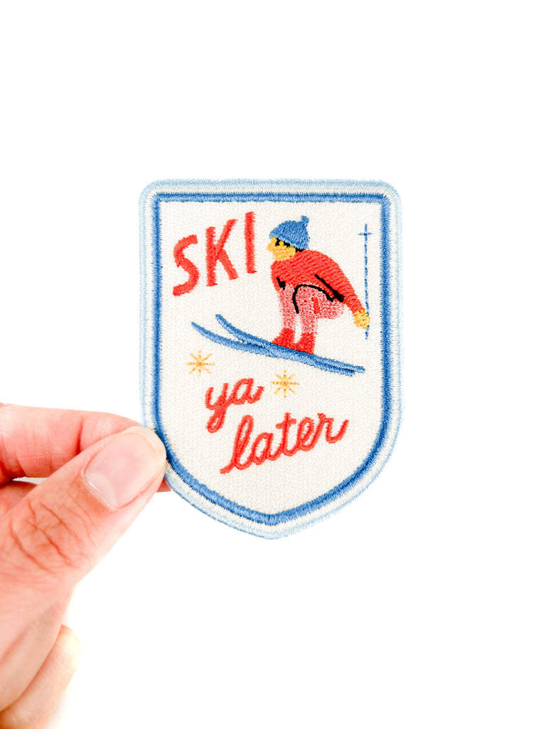 Ski Ya Later Patch | Retro Skiing Embroidered Iron On Patch 
