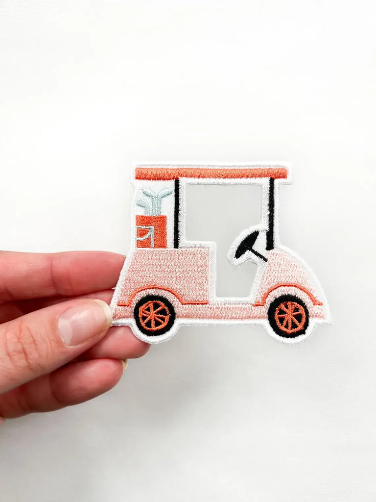 Pink Golf Cart Iron-On Patch Embroidered Patch Sports Fan