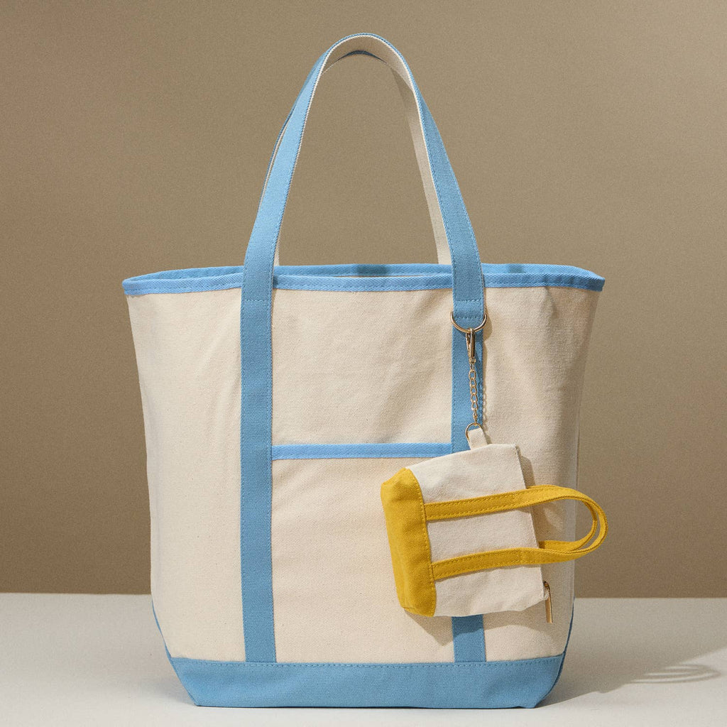 Ecofriendly Cotton Canvas Carry Tote with Charm Holder: Navy / One size / 5DG78048