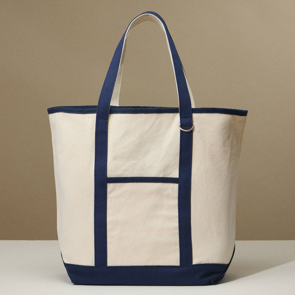 Ecofriendly Cotton Canvas Carry Tote with Charm Holder: Navy / One size / 5DG78048