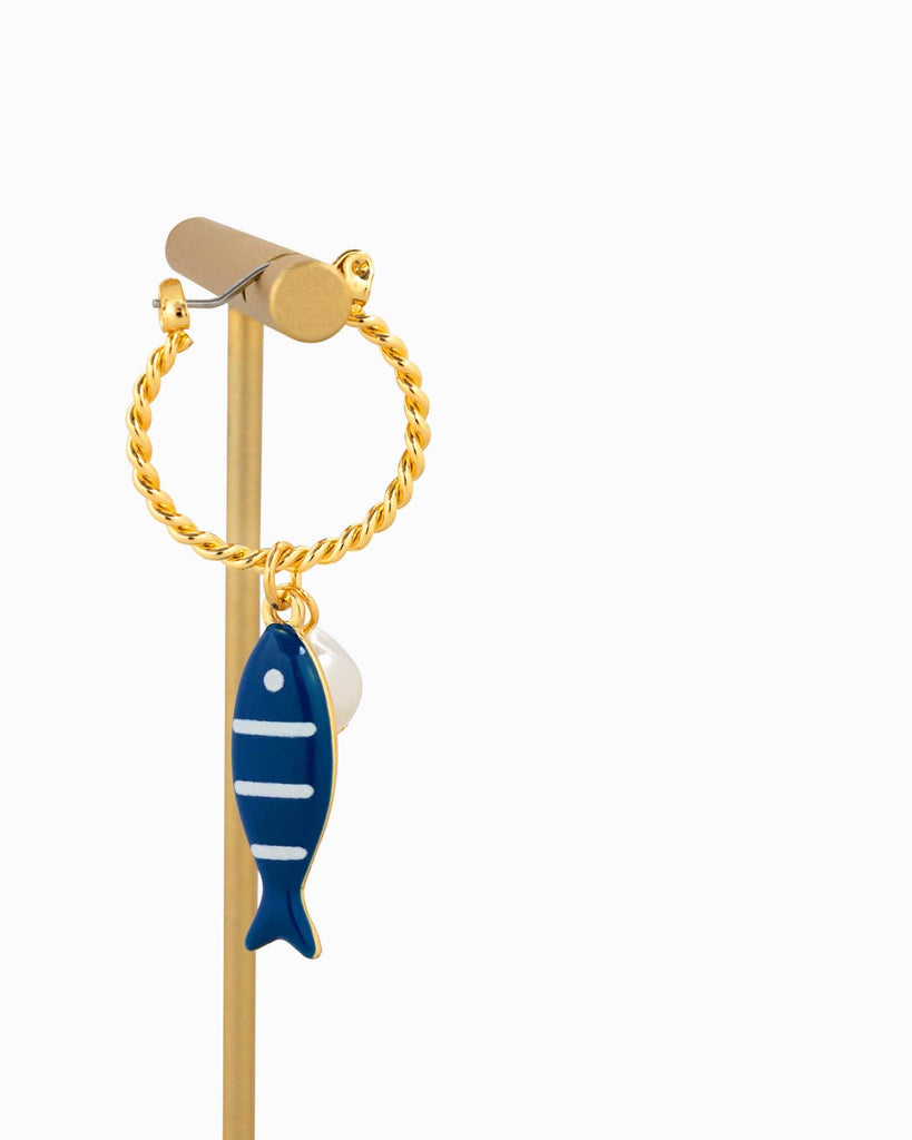 Sea Life Blue Fish Earrings