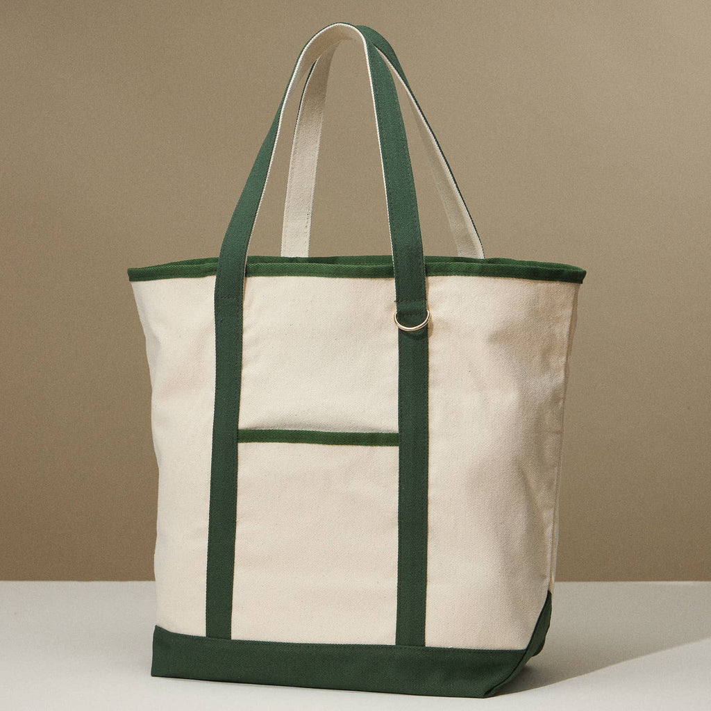 Ecofriendly Cotton Canvas Carry Tote with Charm Holder: Stone / One size / 5DG78048