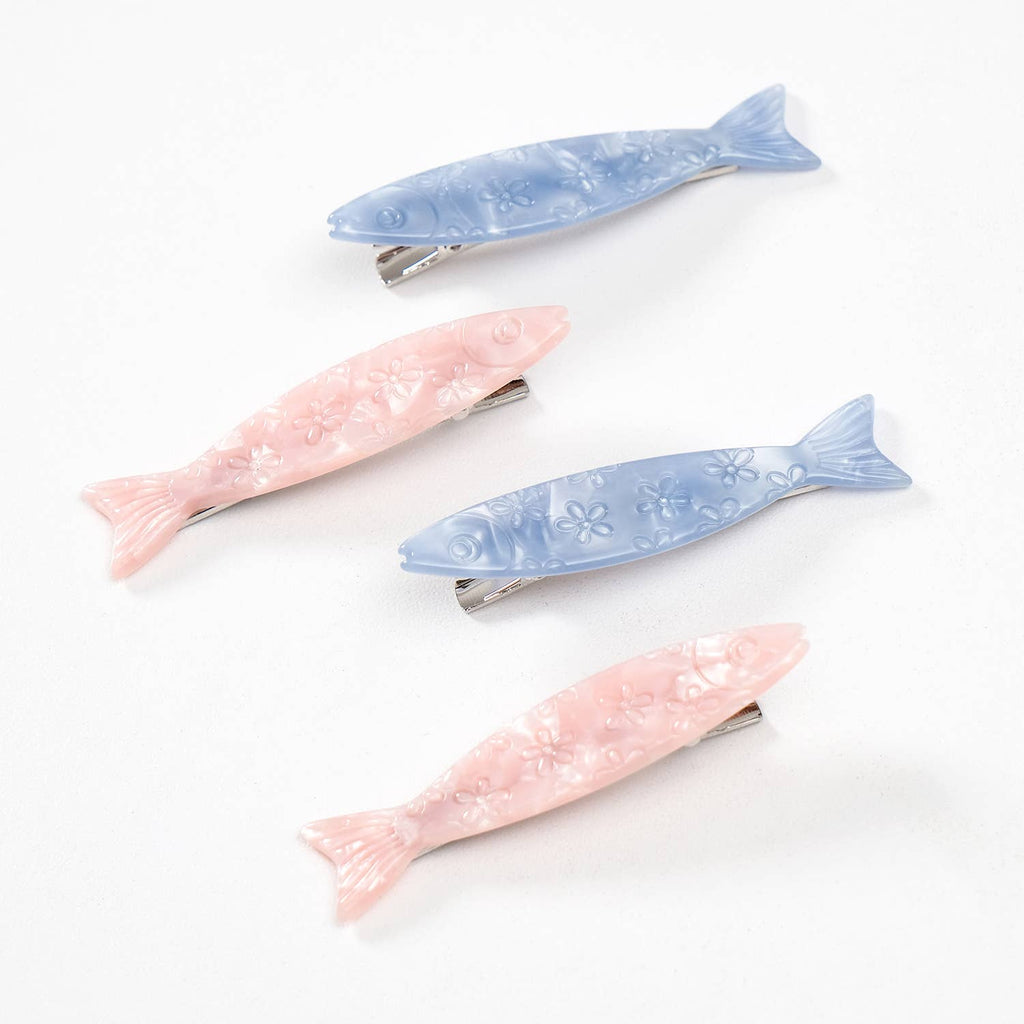 Floral Sardine Fish Barrette
