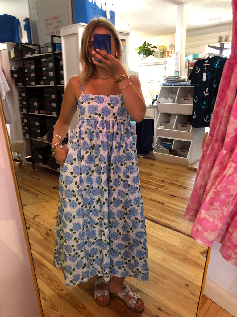 Hydrangea Summer Tea Length Dress