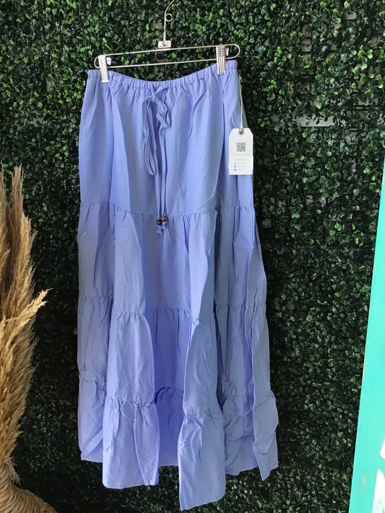 Flowy Tiered Maxi Linen Skirt