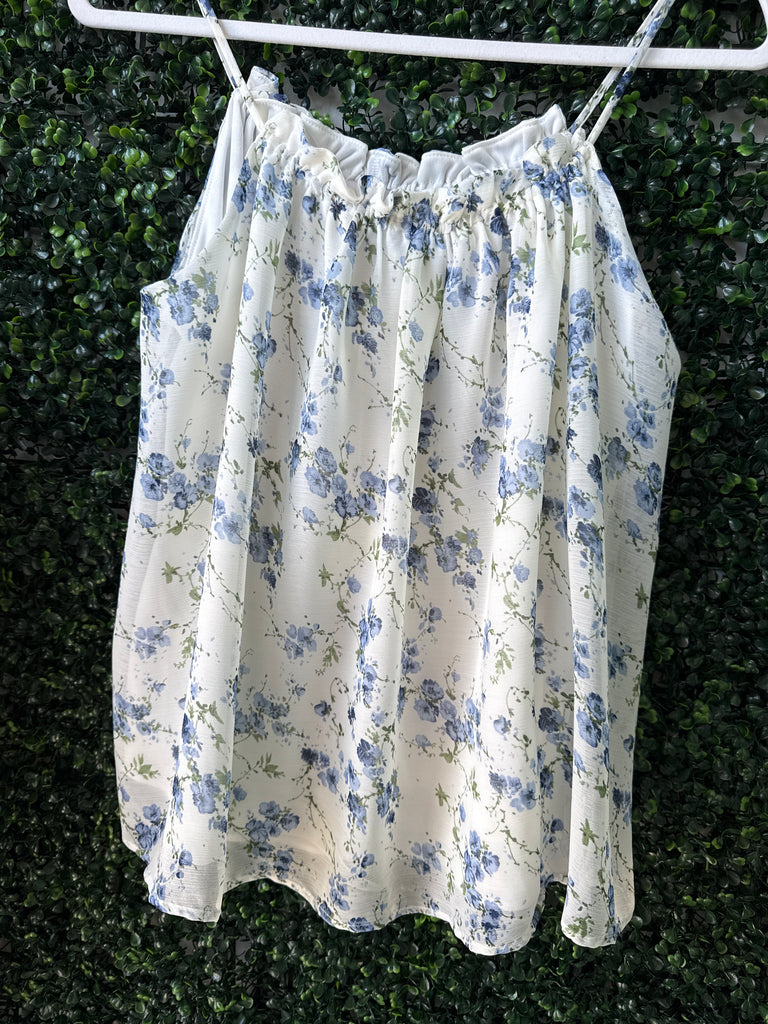 Blue Floral Tank Top