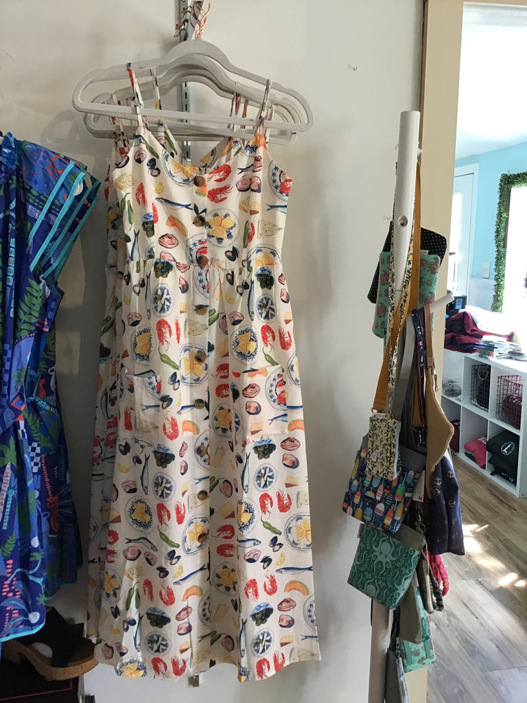 Fruits of Sea Print Button Down Dress