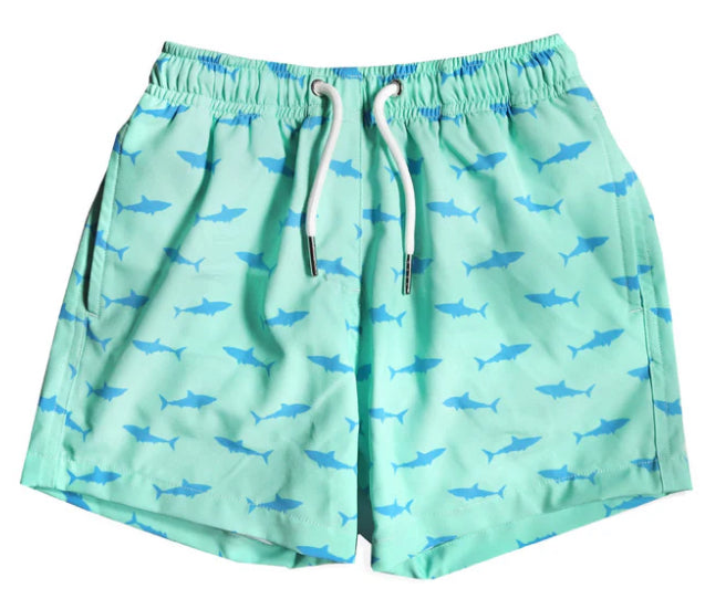 Green Shark Swim Trunks