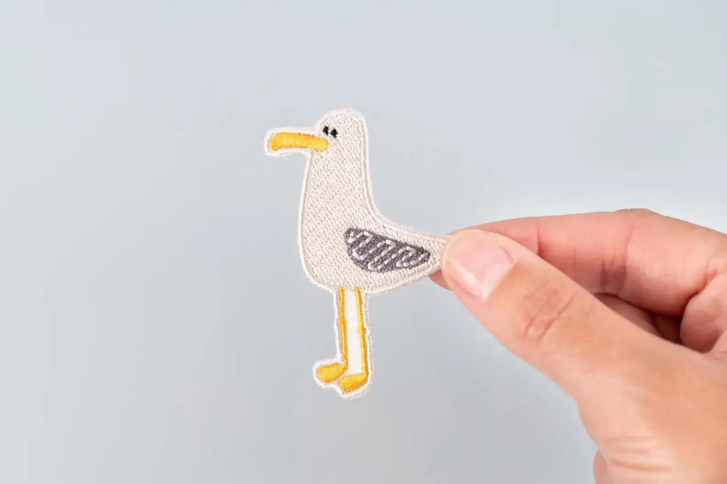 Seagull Embroidered Iron-On Patch Coastal Bird Design Beach