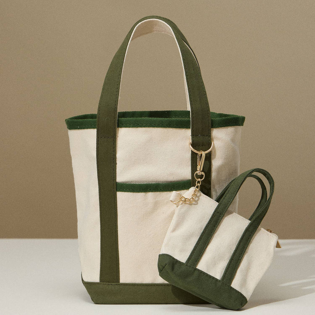 EcoCharm Cotton Everywhere-Carry Canvas Tote Bag -Small Size: Olive / One-size / 5DG78049