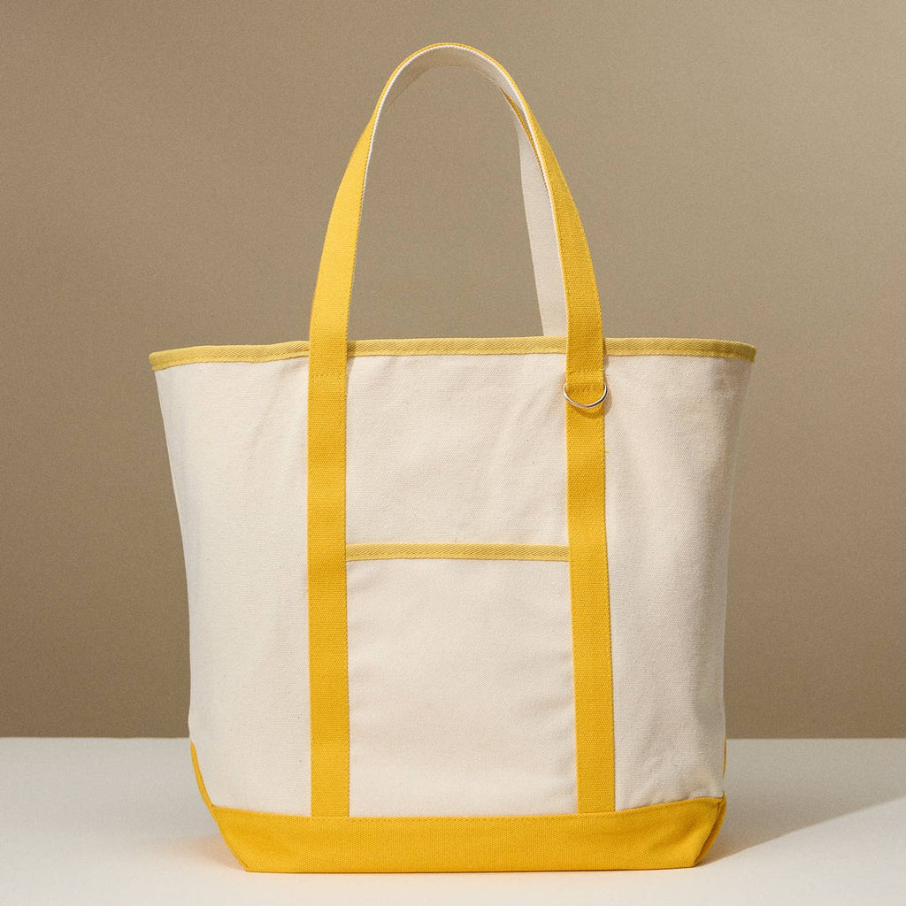 Ecofriendly Cotton Canvas Carry Tote with Charm Holder: Mustard / One size / 5DG78048