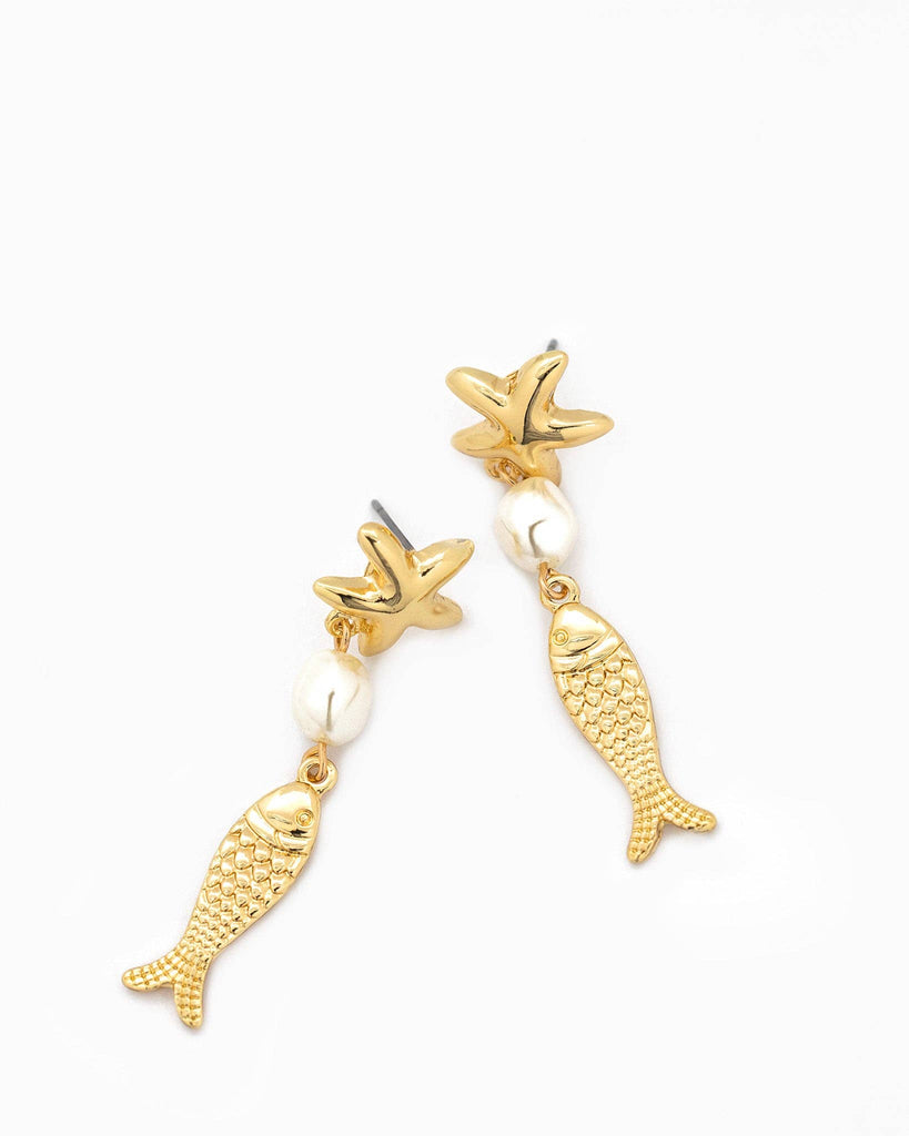 Sealife Catfish Shell Drop Earrings