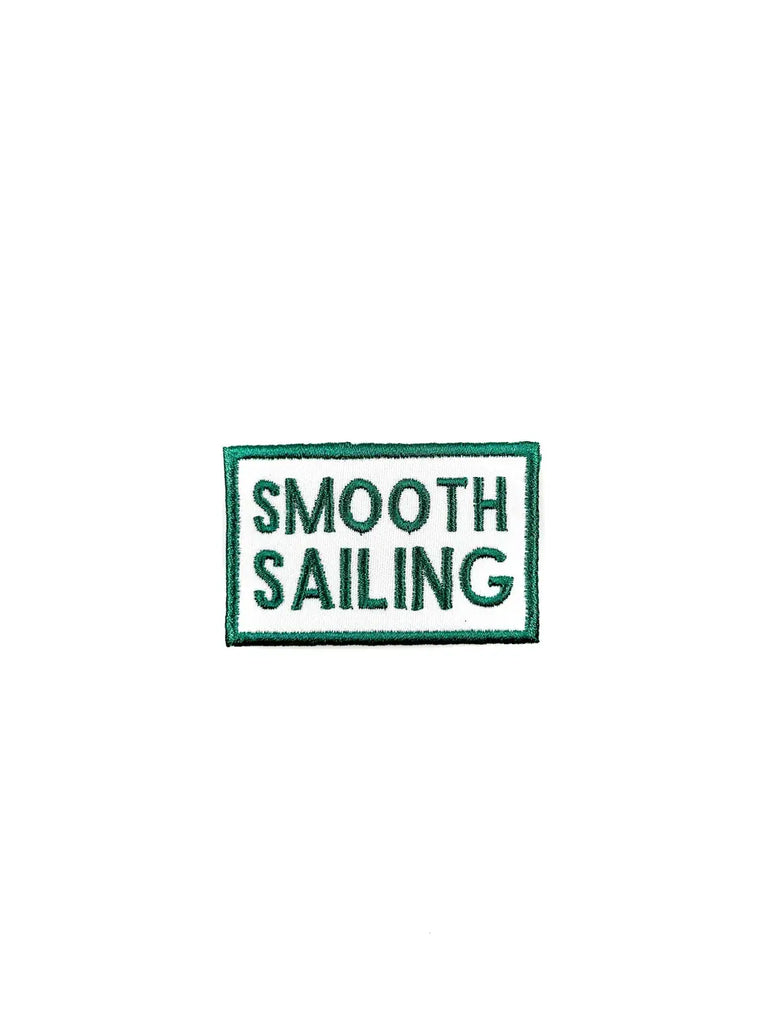 Green Smooth Sailing Embroidered Iron-On Patch Nautical