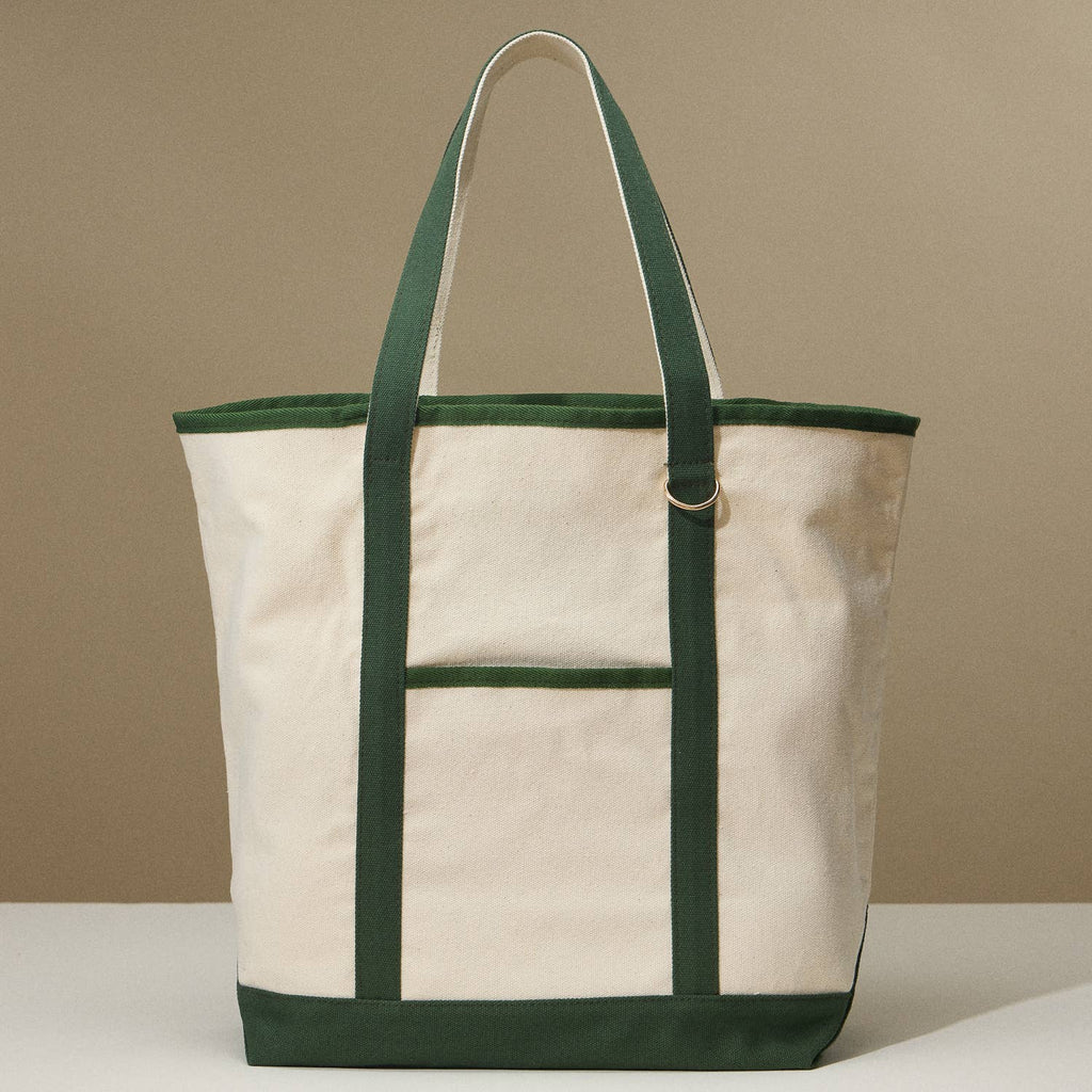 Ecofriendly Cotton Canvas Carry Tote with Charm Holder: Green / One size / 5DG78048