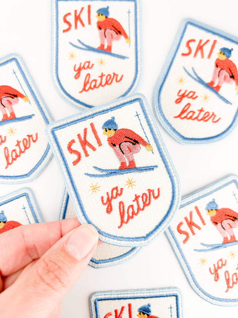 Ski Ya Later Patch | Retro Skiing Embroidered Iron On Patch 