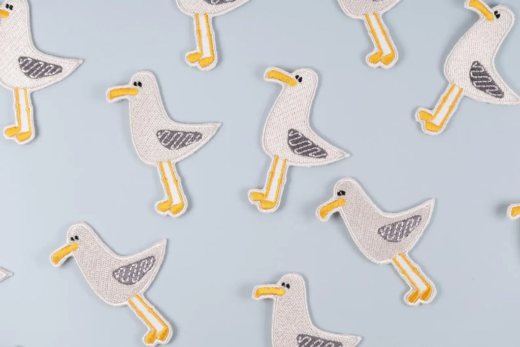 Seagull Embroidered Iron-On Patch Coastal Bird Design Beach