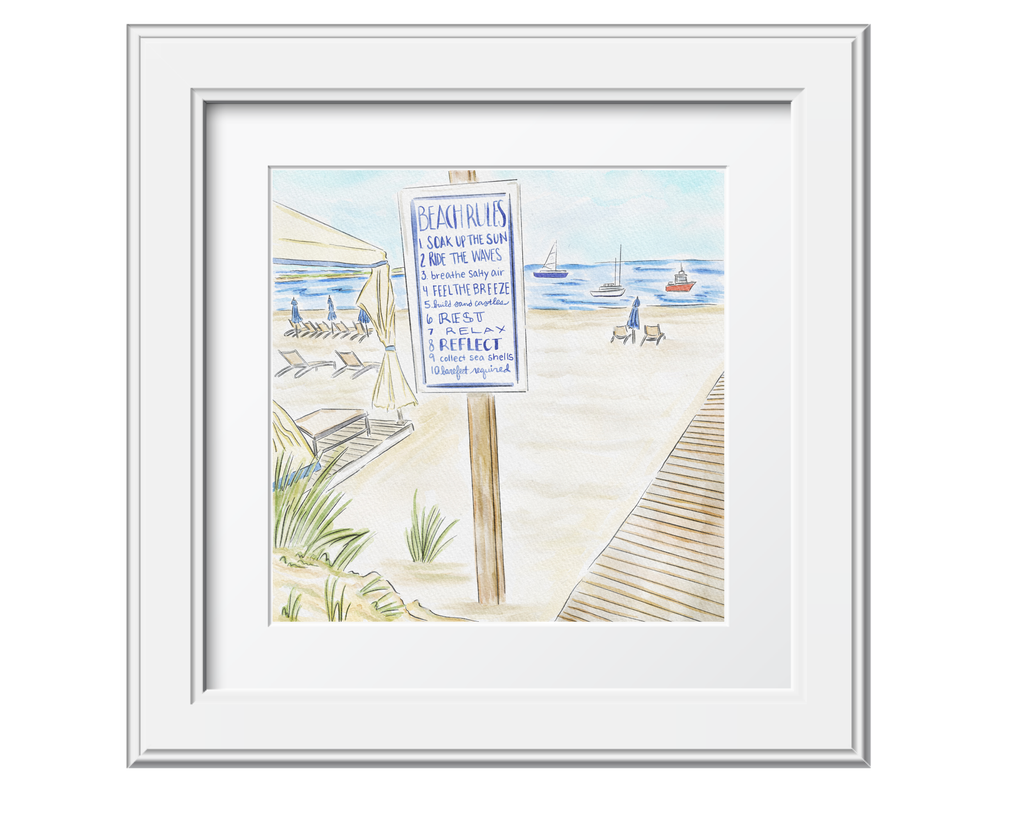 Summer Beach Rules Watercolor Art Print
