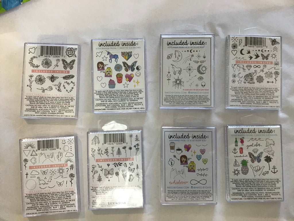 INKED by dani Temporary Tattoo packs